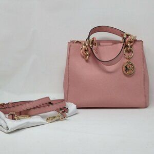 Women's Michael Kors Cynthia Pink Saffiano Leather  Crossbody Handbag w/Dust Bag